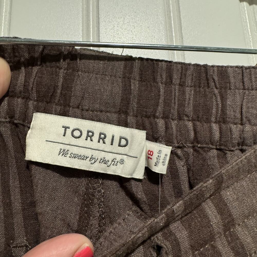 Torrid Brown Striped Linen Shorts Pull On NEW Plus Size 18 - Picture 5 of 8